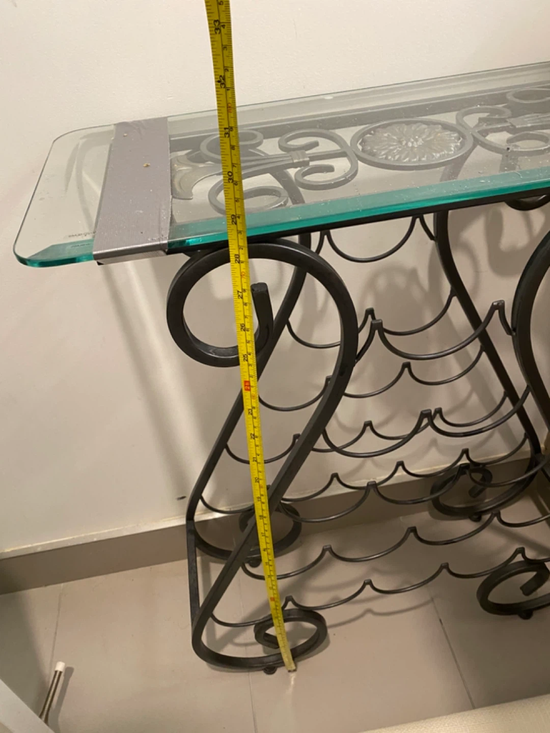 Glass Top Wine Rack Table - photo 3