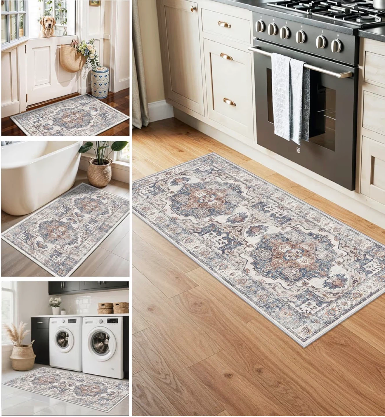 4-Piece Vintage Style Kitchen Rug Set - photo 2