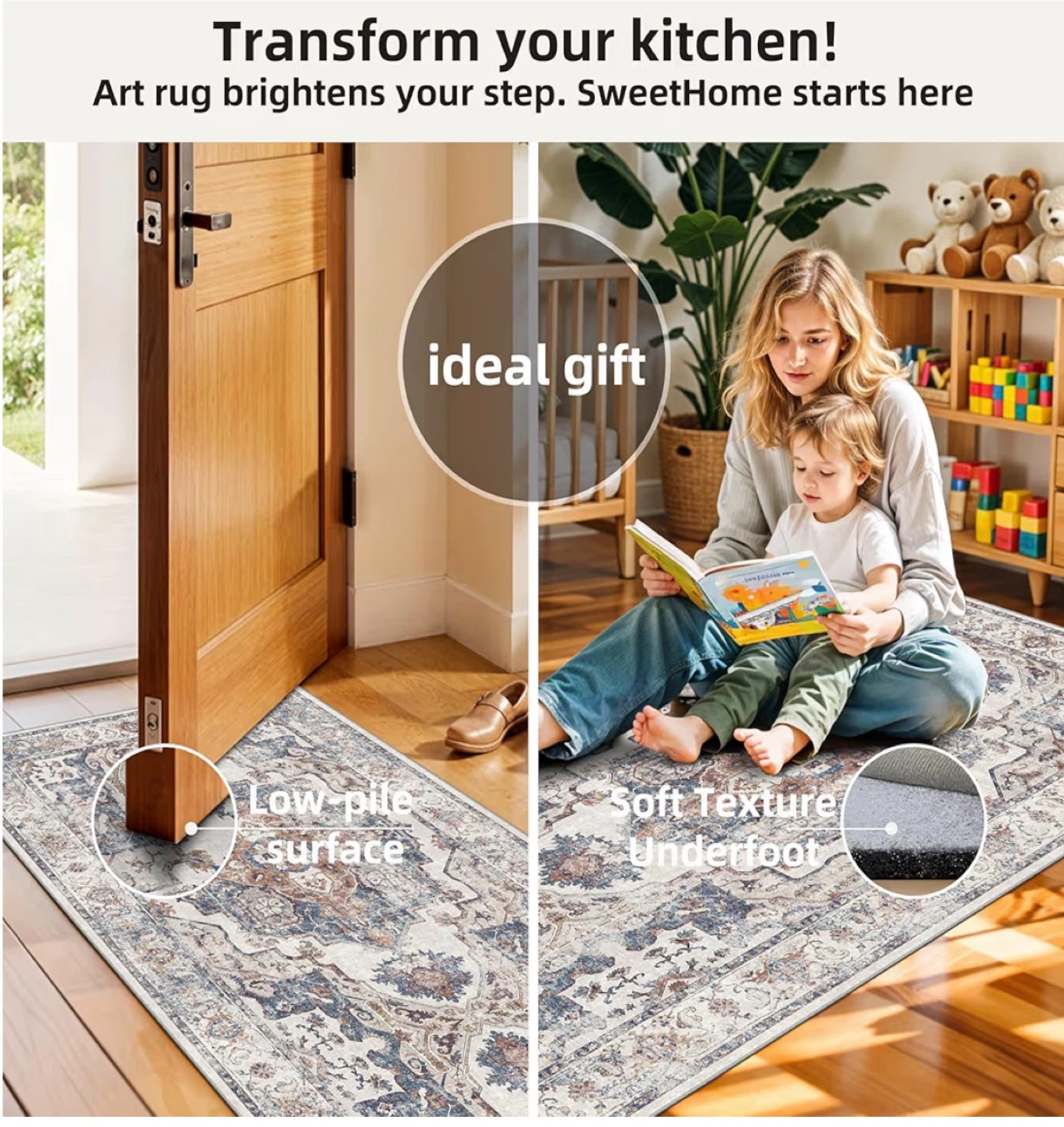 4-Piece Vintage Style Kitchen Rug Set - photo 3