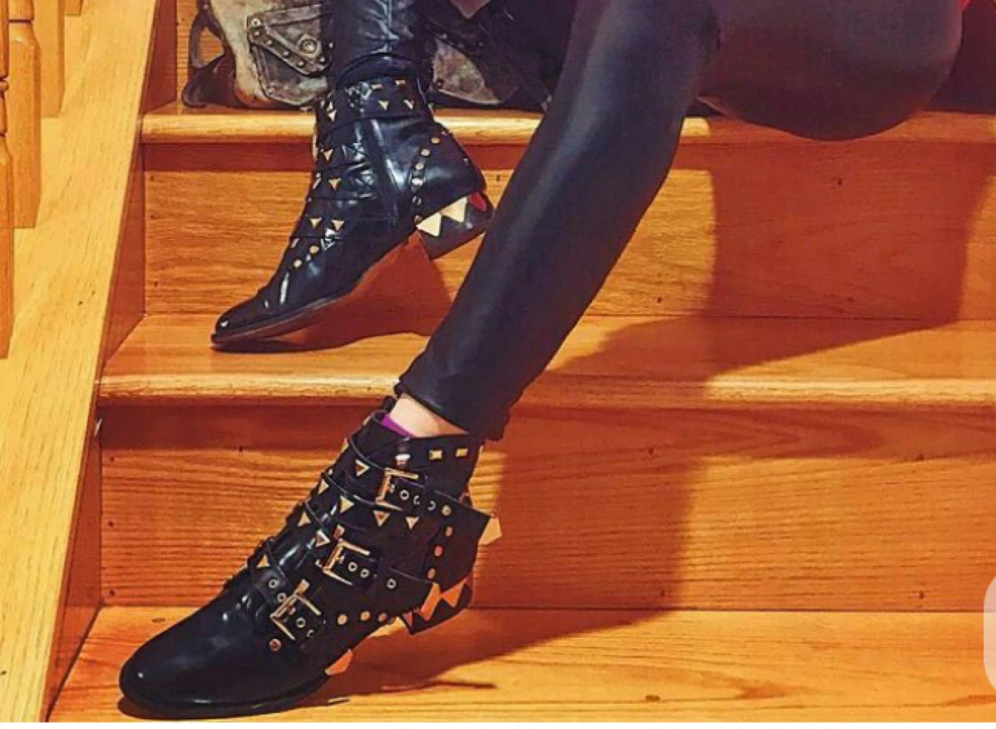 Sophia Webster Black Leather Studded Ankle Boots - photo 4