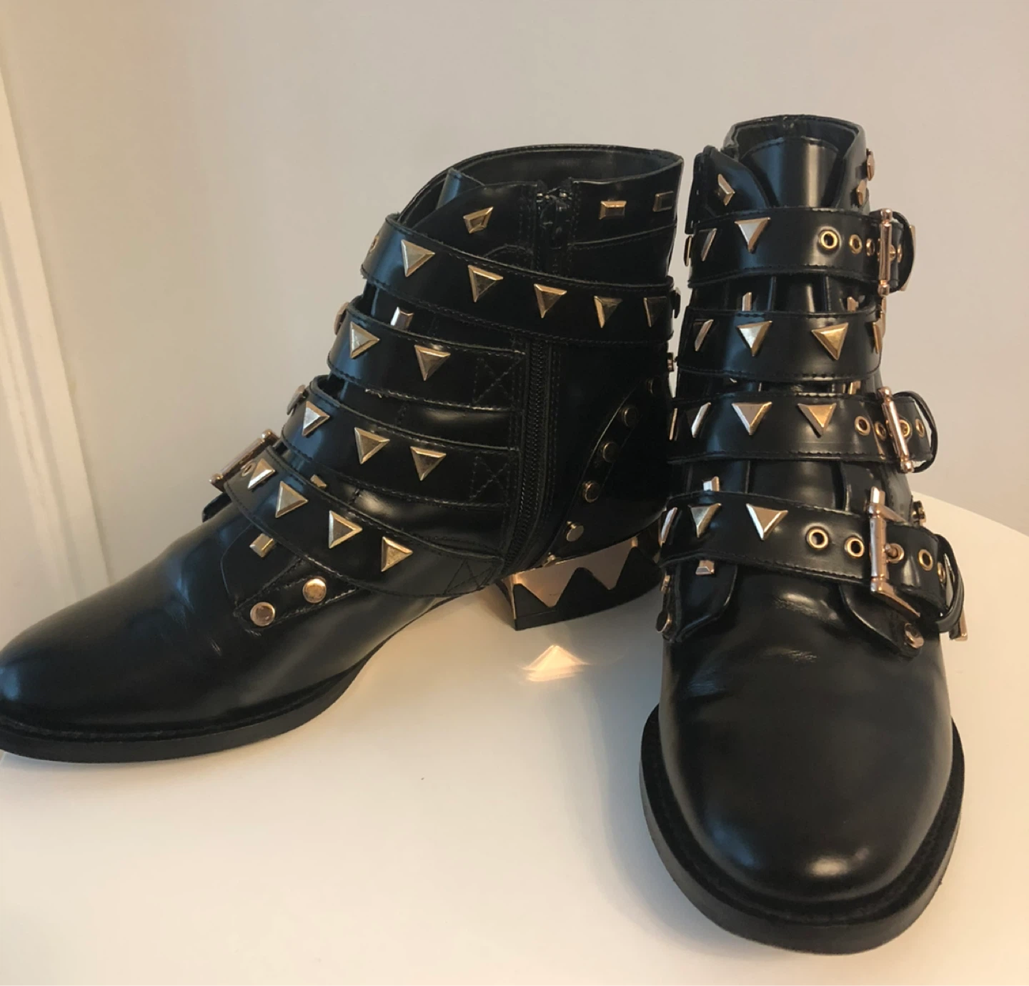Sophia Webster Black Leather Studded Ankle Boots