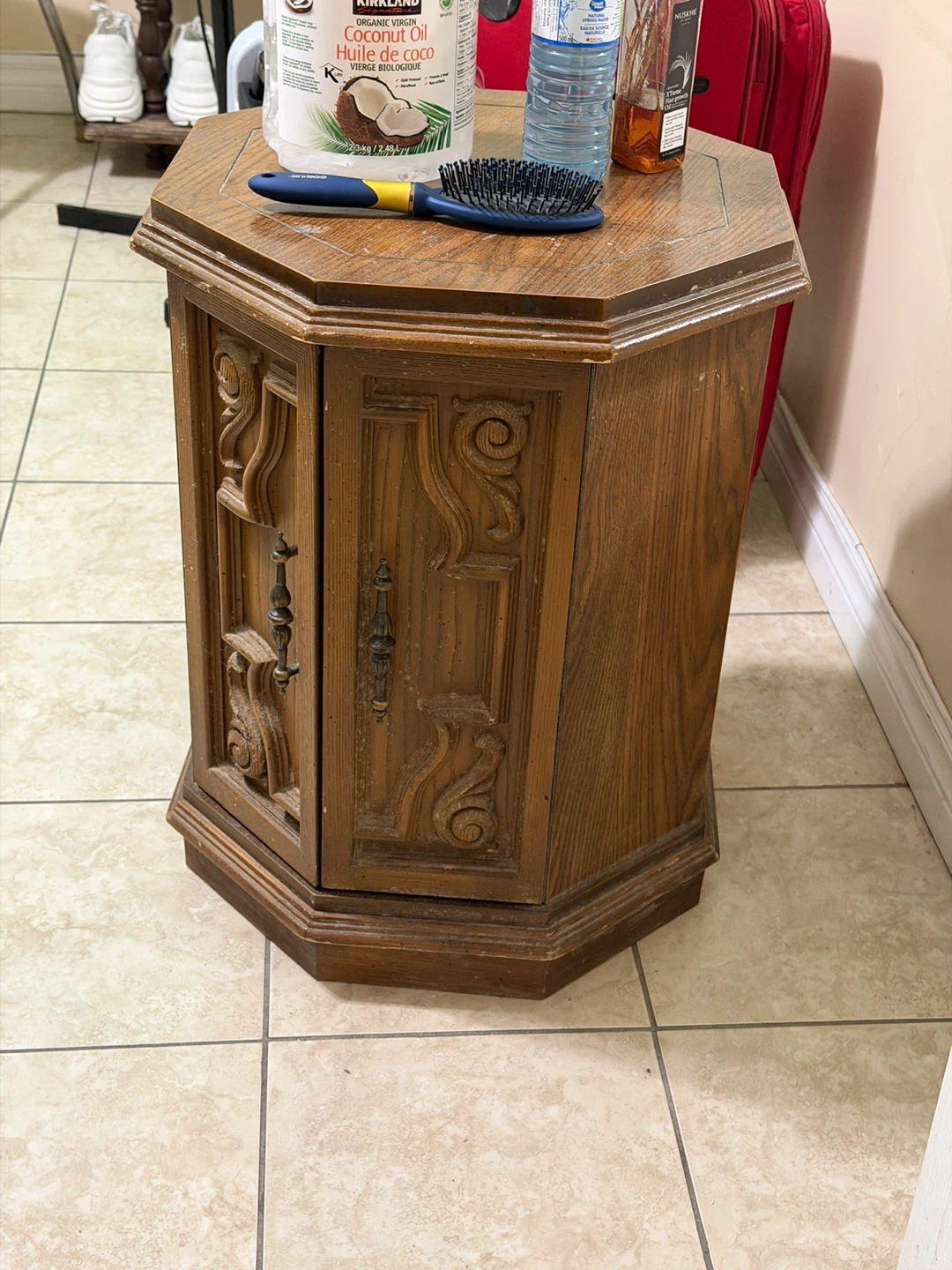 Vintage Wooden Octagonal Side Table