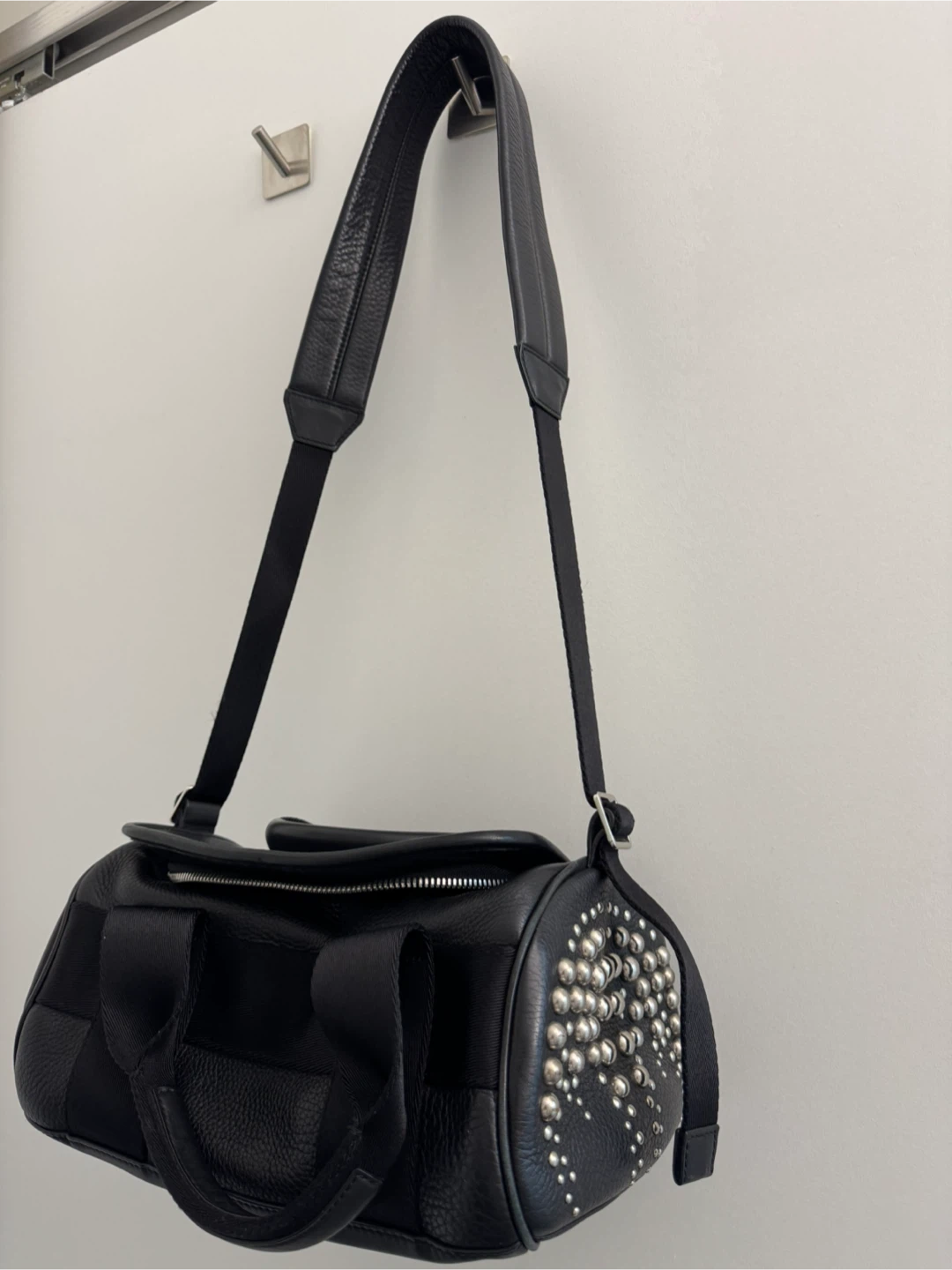 Alexander Wang Black Leather Studded Mini Duffel Bag