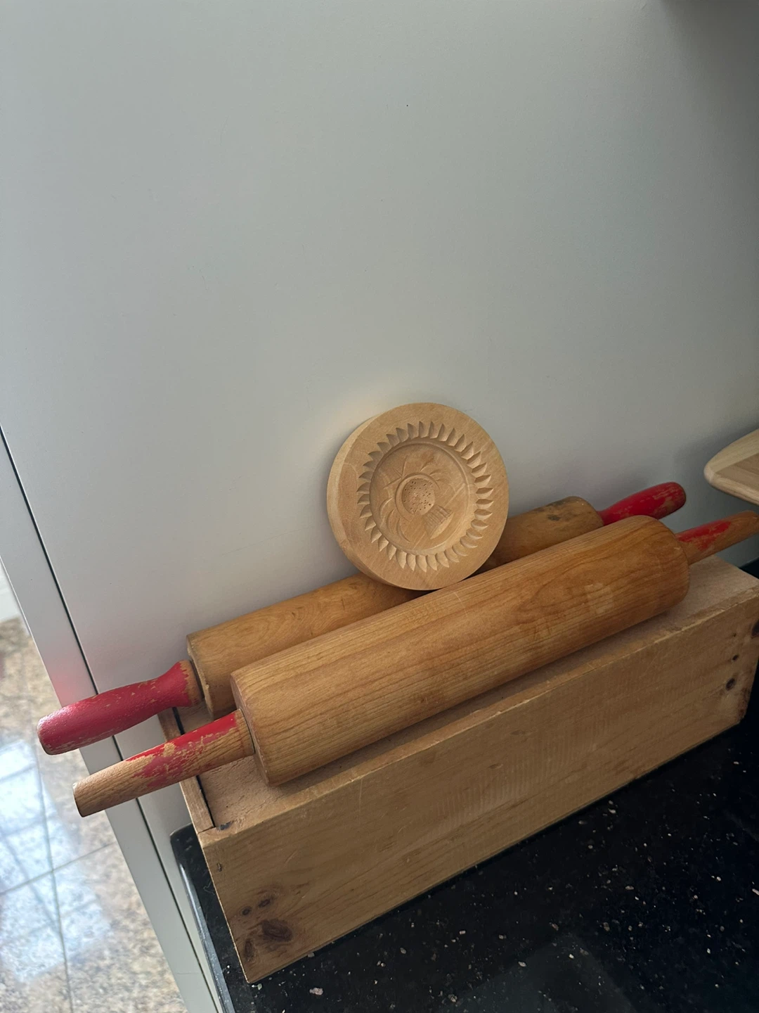 Vintage Wooden Rolling Pins with Decorative Cookie Mold - photo 2