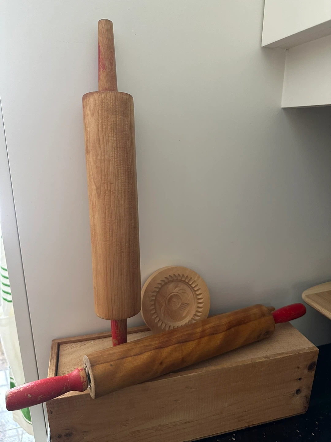Vintage Wooden Rolling Pins with Decorative Cookie Mold - photo 3