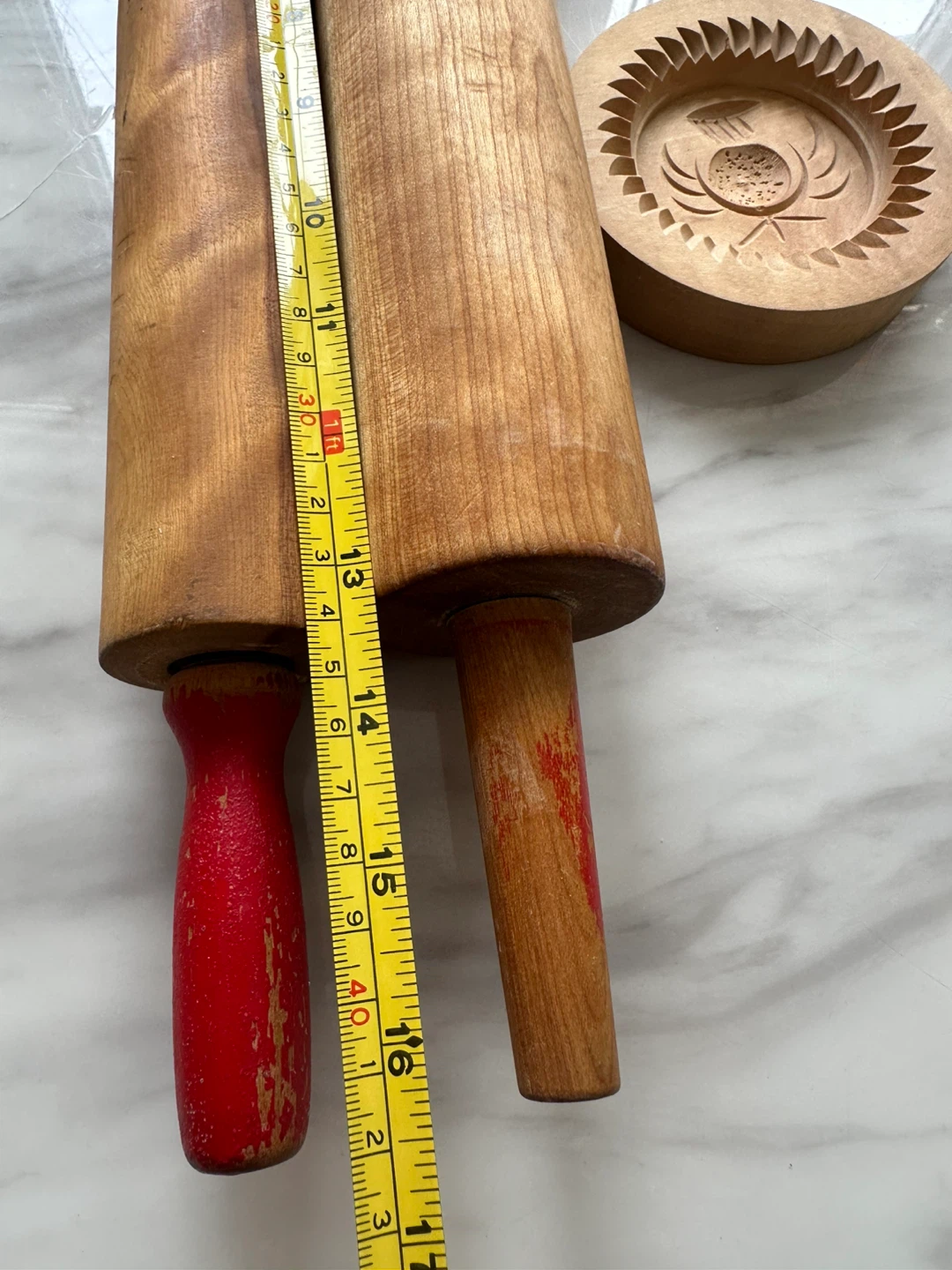 Vintage Wooden Rolling Pins with Decorative Cookie Mold - photo 4