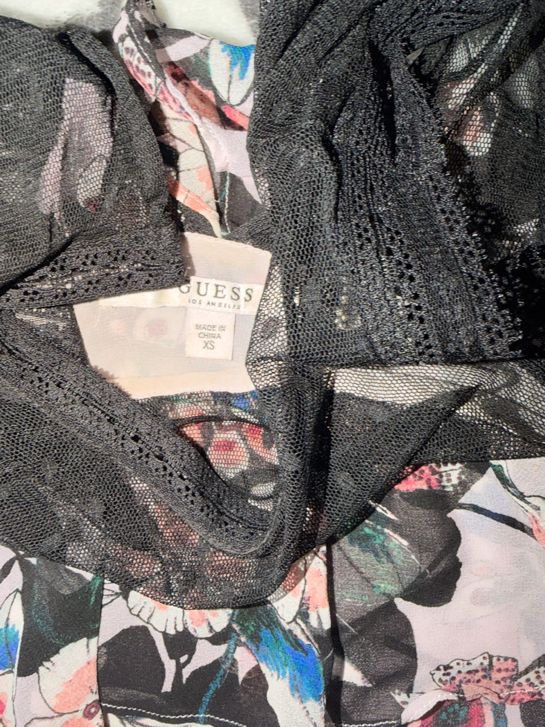 Guess Los Angeles Floral Print Sheer Top XS - photo 2