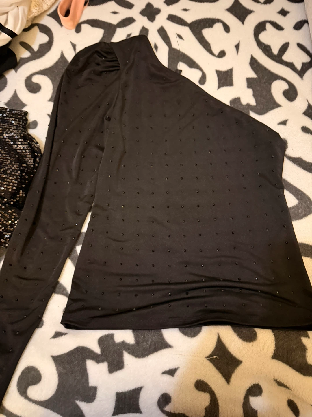Guess Black One-Shoulder Embellished Top XS