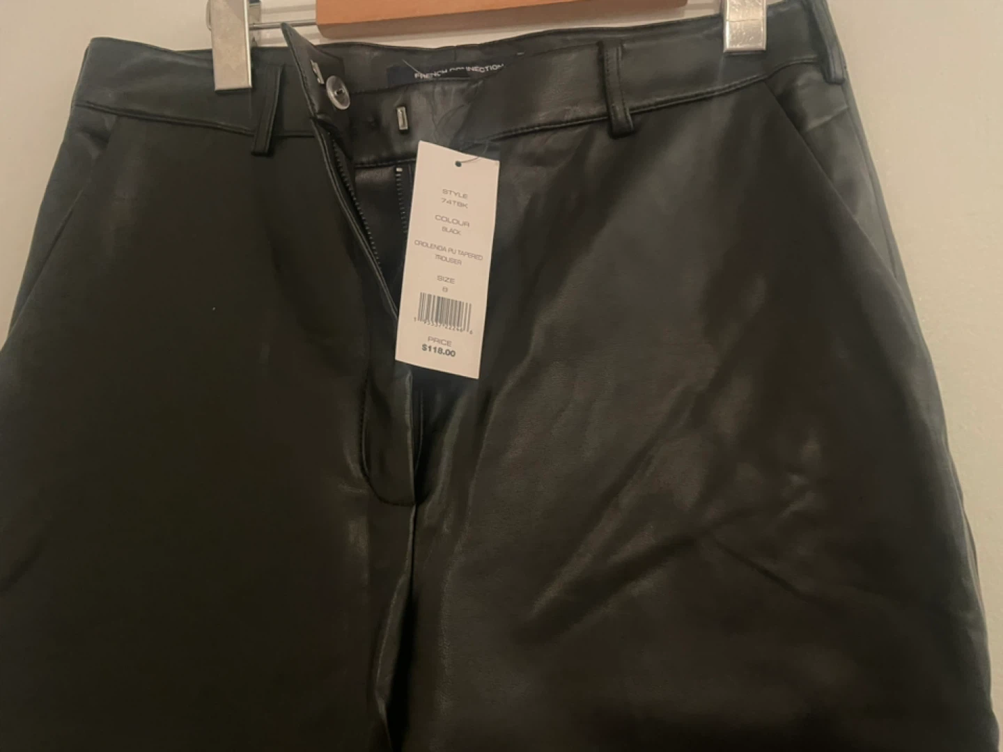 French Connection PU Tapered Trouser - Black, Size 8 - photo 4