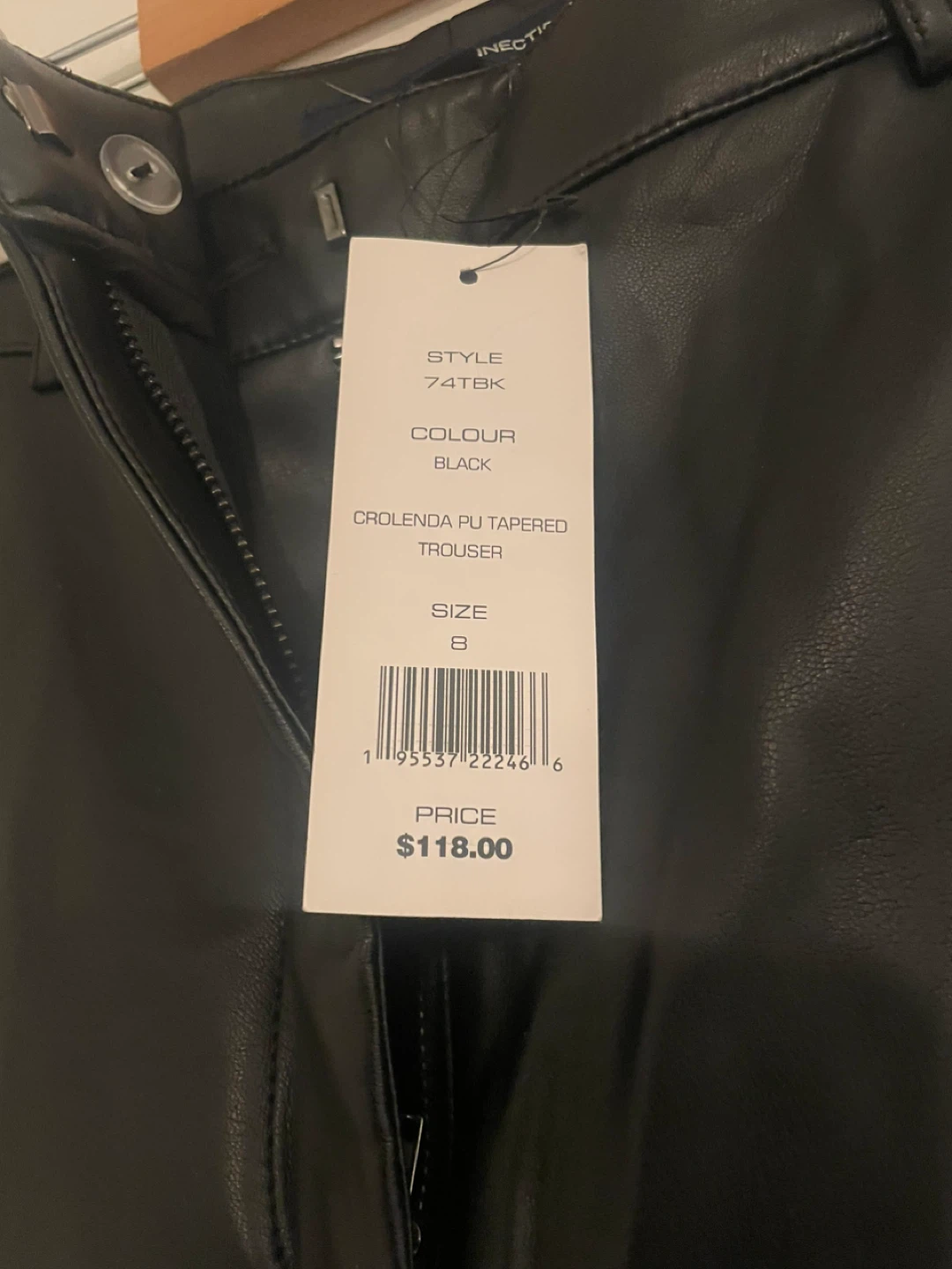 French Connection PU Tapered Trouser - Black, Size 8 - photo 3