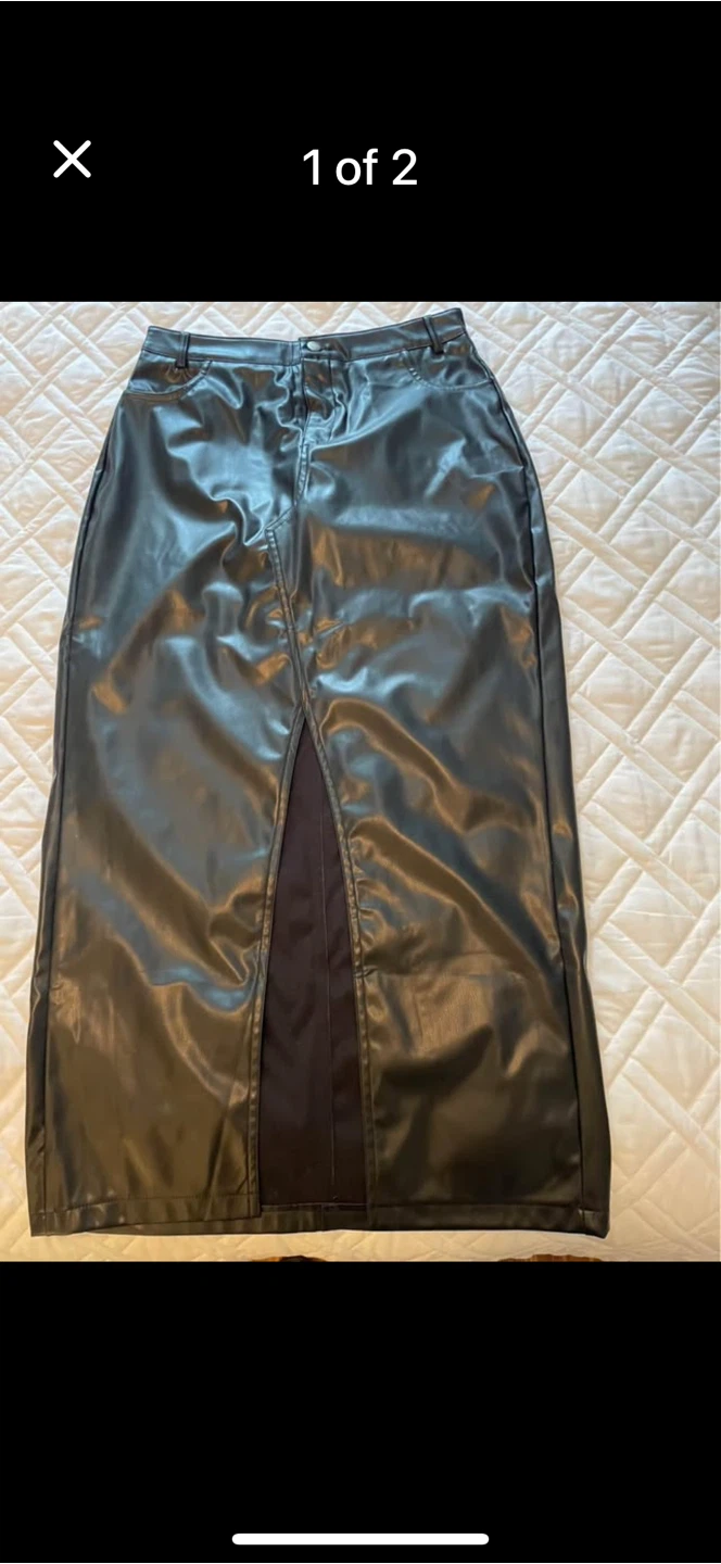 Black Faux Leather Maxi Skirt