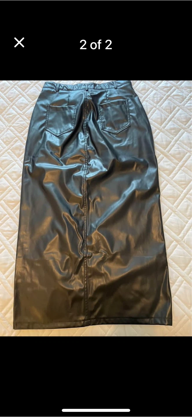 Black Faux Leather Maxi Skirt - photo 2