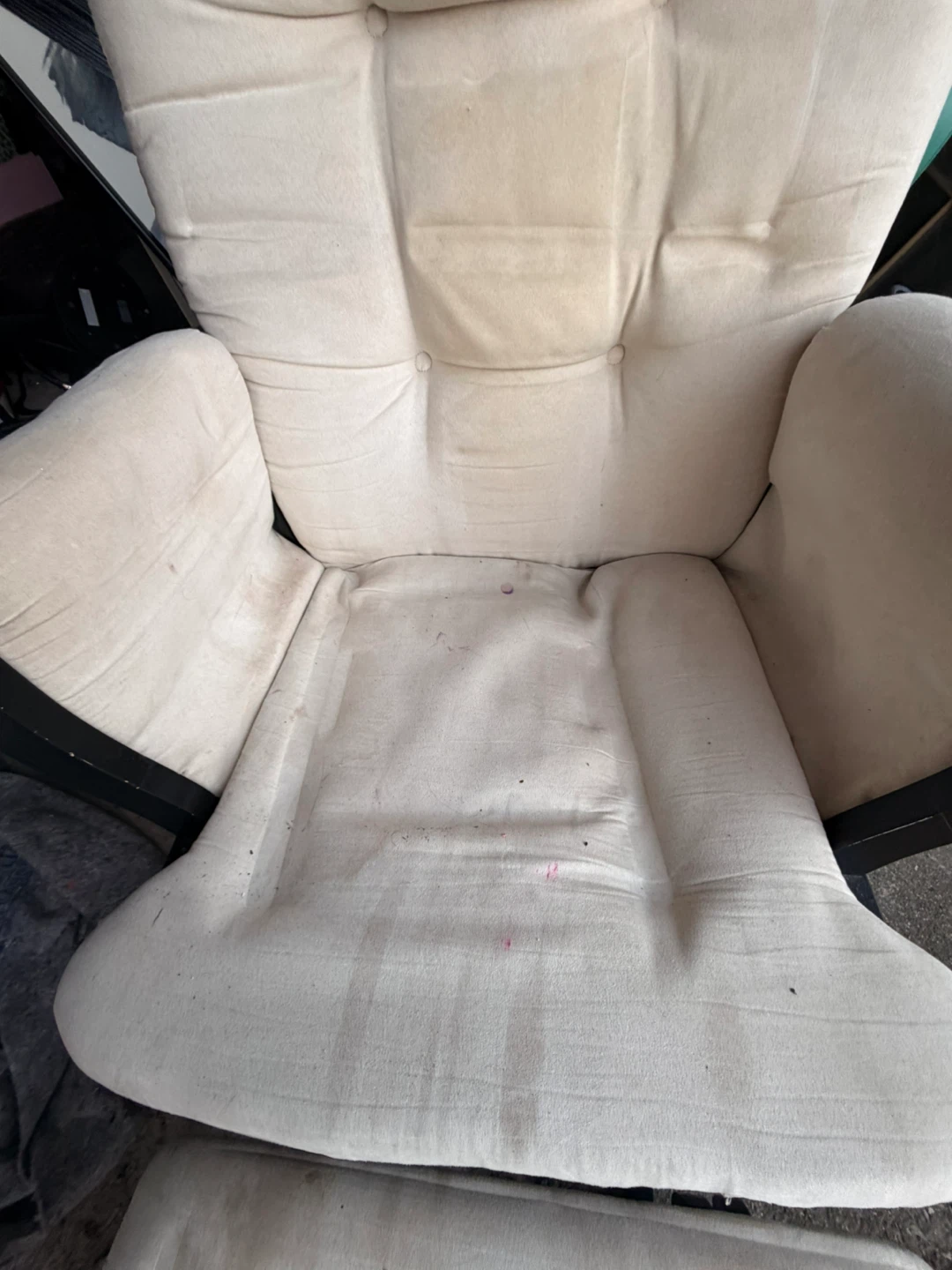 Cream Upholstered Glider Chair with Ottoman - photo 3