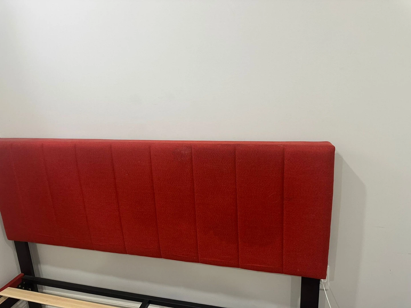 Red Upholstered Bed Frame with Headboard - photo 2