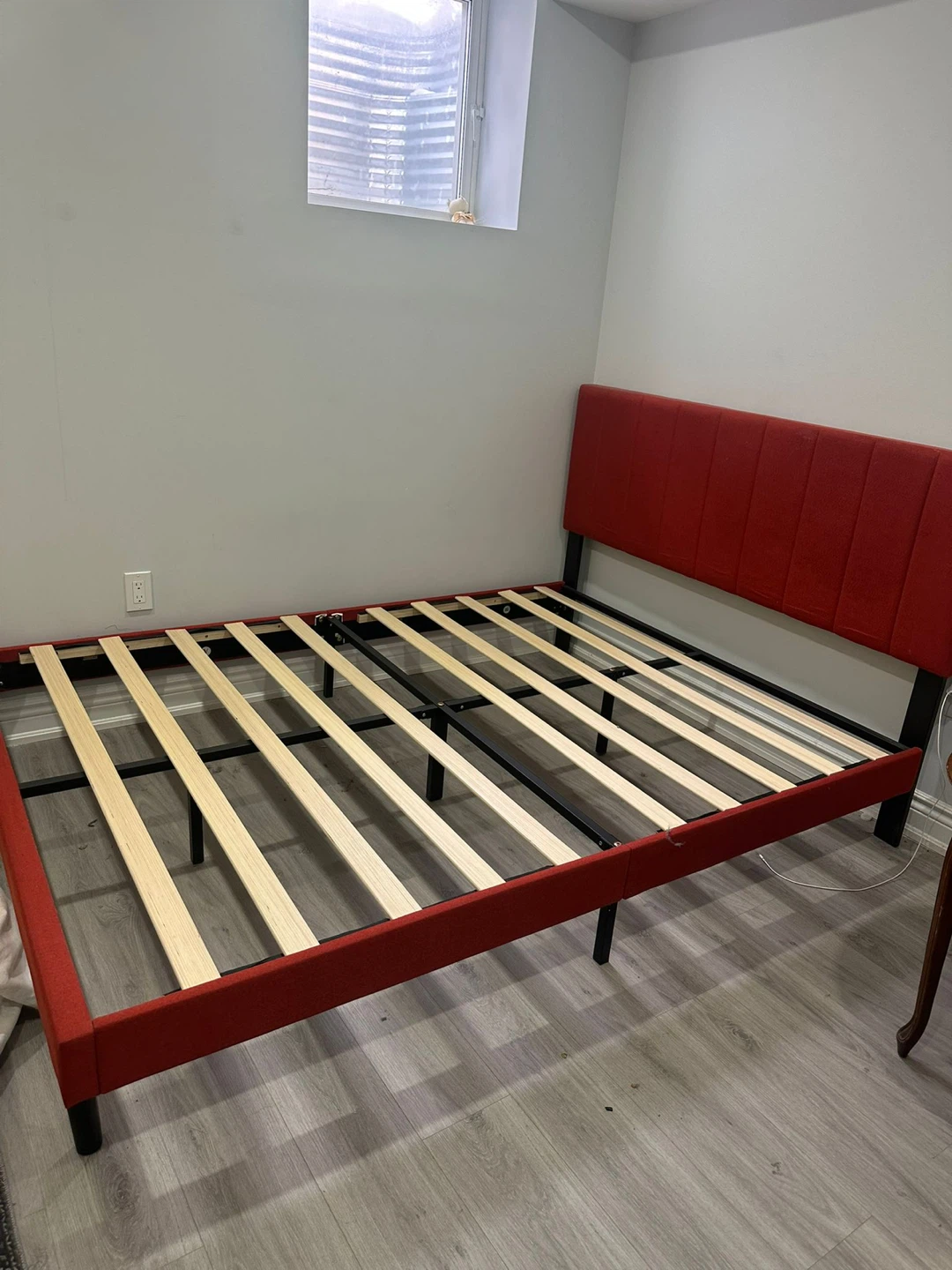 Red Upholstered Bed Frame with Headboard