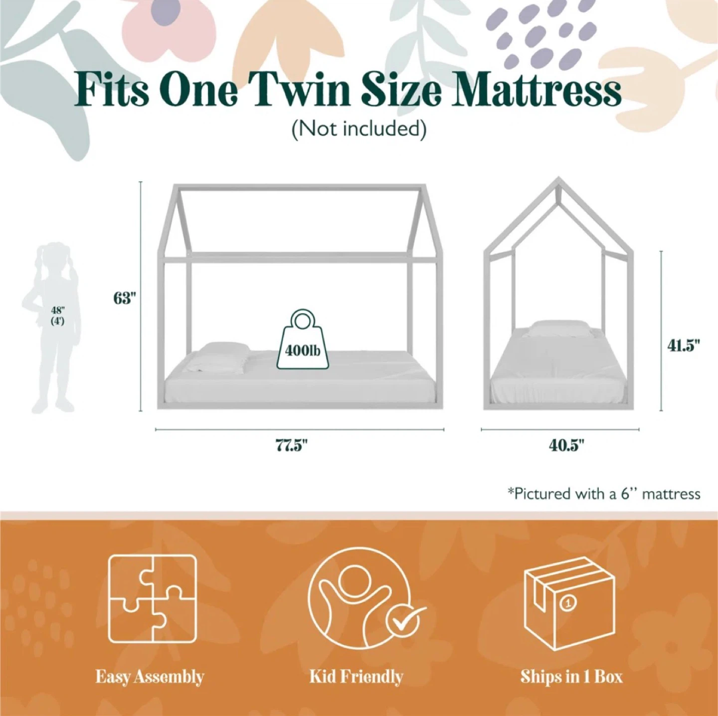 Harper Orchard Skyler Metal Montessori House Bed - Twin Size - photo 2