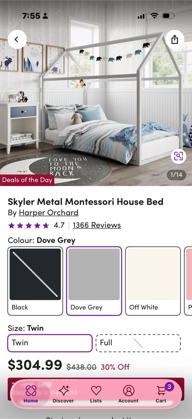 Harper Orchard Skyler Metal Montessori House Bed - Twin Size
