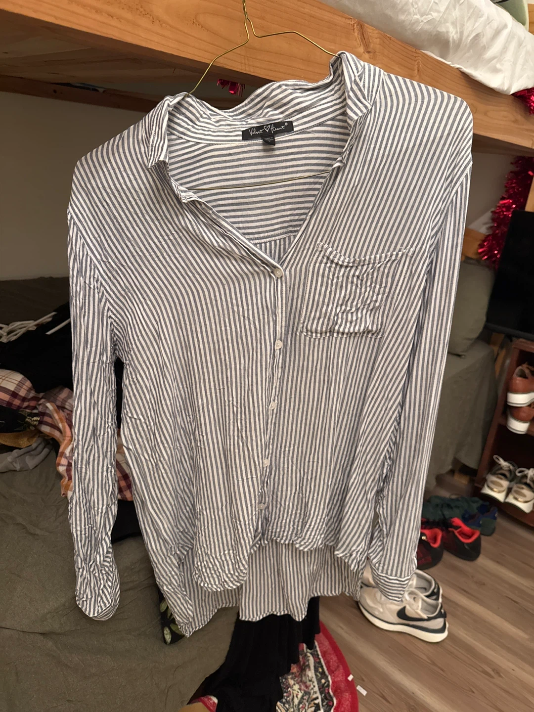 Velvet Heart Striped Button-Up Shirt - Size L