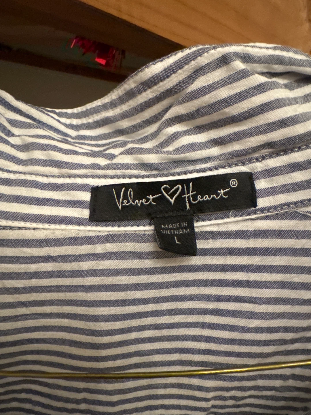 Velvet Heart Striped Button-Up Shirt - Size L - photo 2