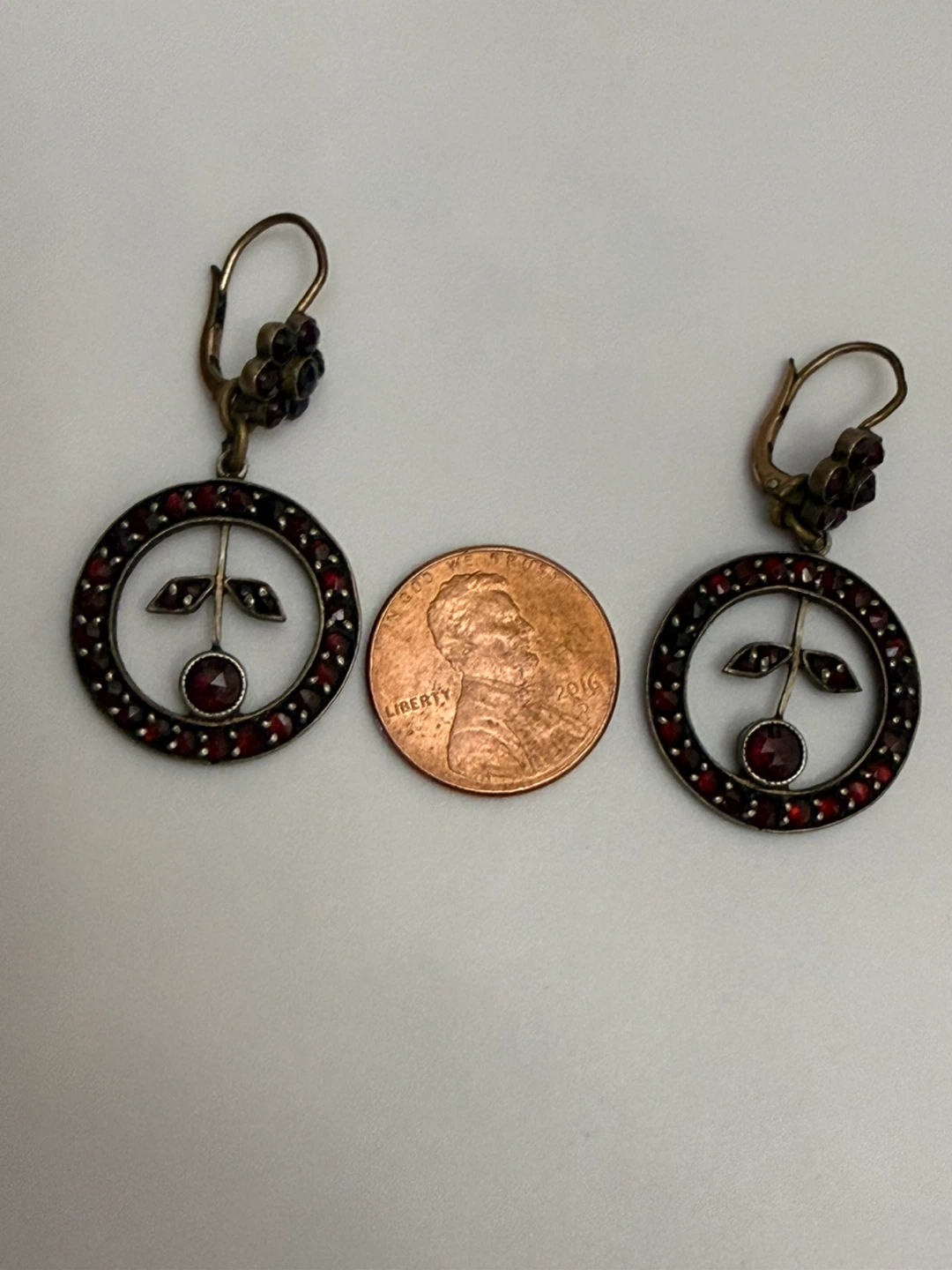 Vintage Garnet & Silver Tone Earrings - photo 3