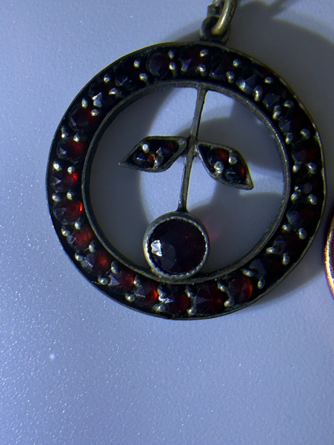 Vintage Garnet & Silver Tone Earrings - photo 4