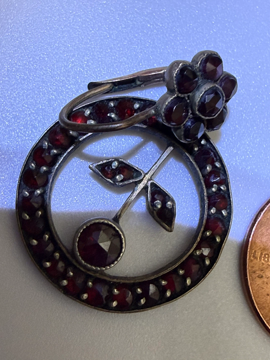 Vintage Garnet & Silver Tone Earrings - photo 5