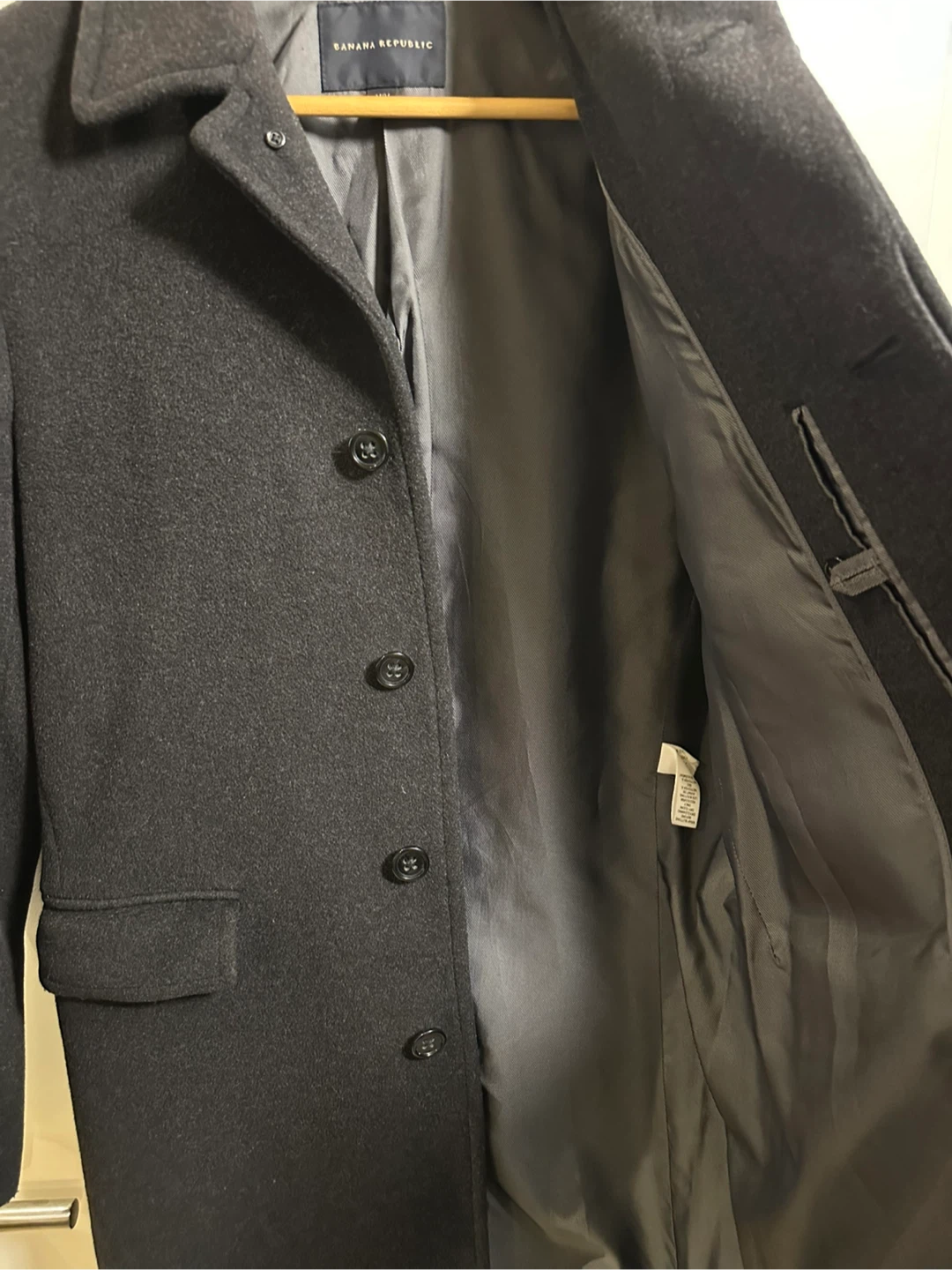 Banana Republic Men's Wool Blend Coat - Charcoal Grey - Medium - photo 5