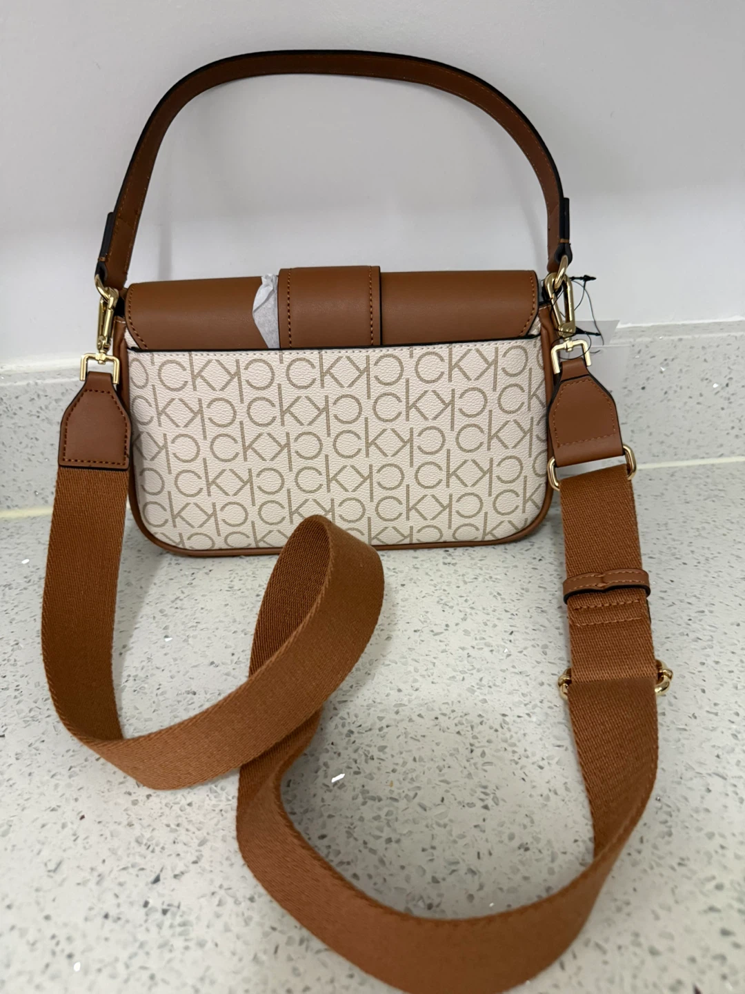 Calvin Klein Shoulder Bag - Brown & White Monogram - photo 3