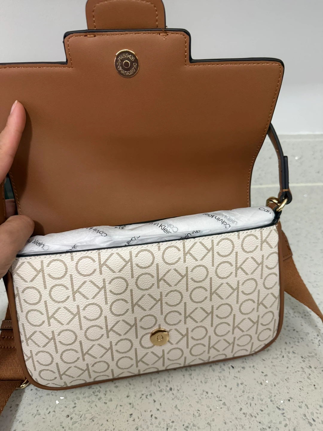 Calvin Klein Shoulder Bag - Brown & White Monogram - photo 5