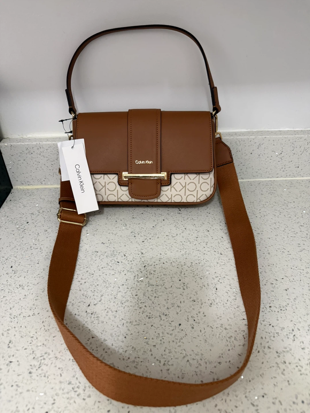 Calvin Klein Shoulder Bag - Brown & White Monogram - photo 2