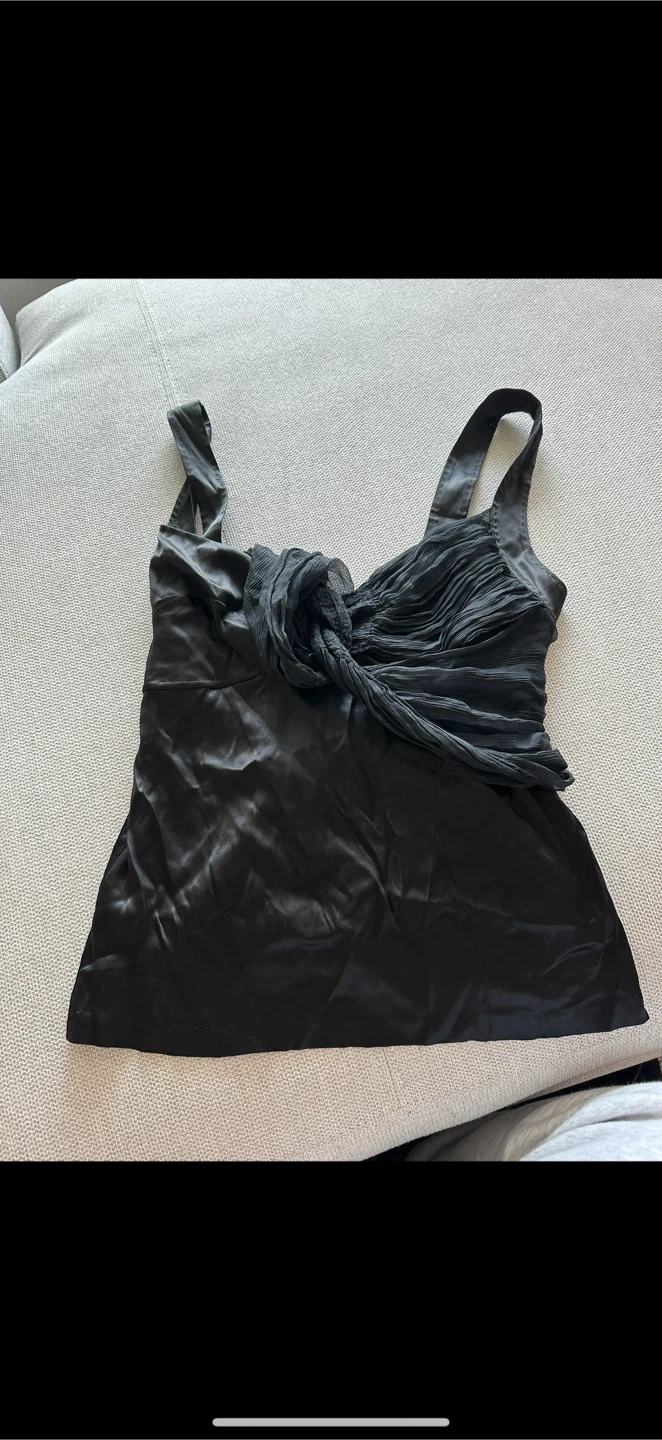 Roberto Cavalli Black Silk Ruched Camisole Top