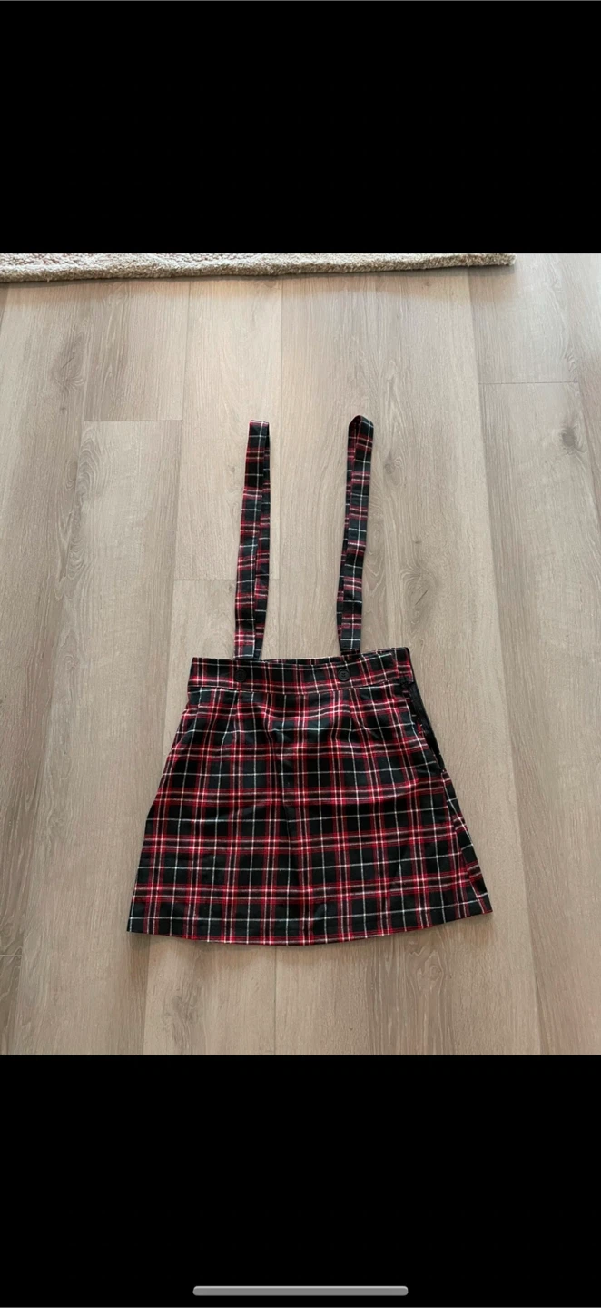 Plaid Pinafore Skirt with Straps