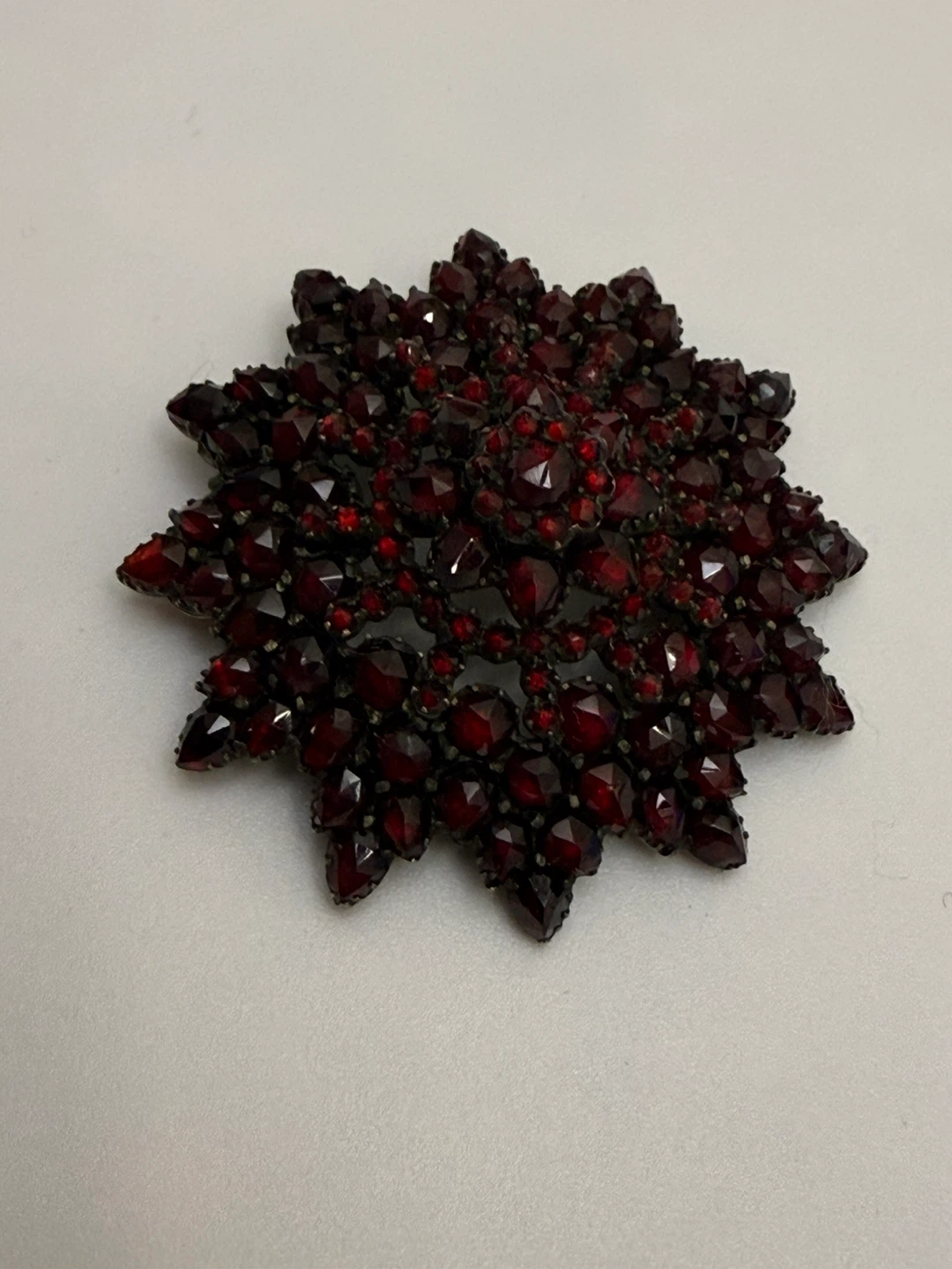 Vintage Starburst Garnet Brooch