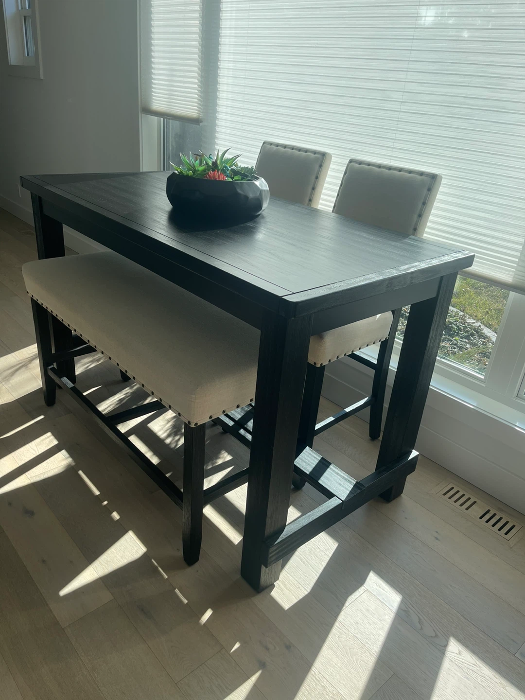 Dining Set with Upholstered Chairs and Bench