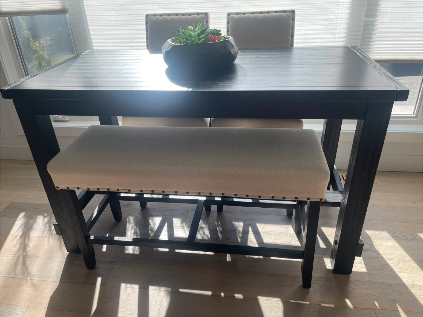 Dining Set with Upholstered Chairs and Bench - photo 2