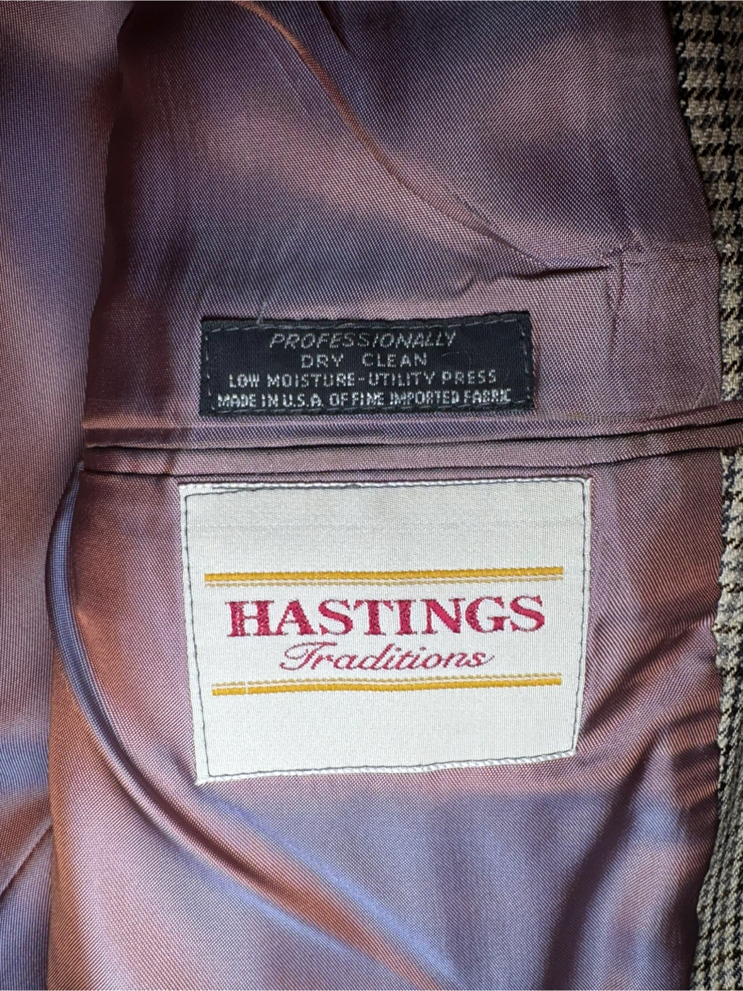 VINTAGE Hastings Traditions Beige Houndstooth Blazer Men’s R - photo 3