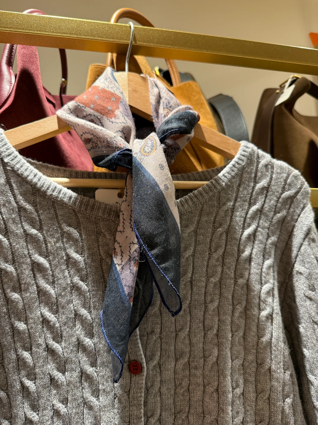 $50 Grey Knit Cardigan with Scarf - photo 3