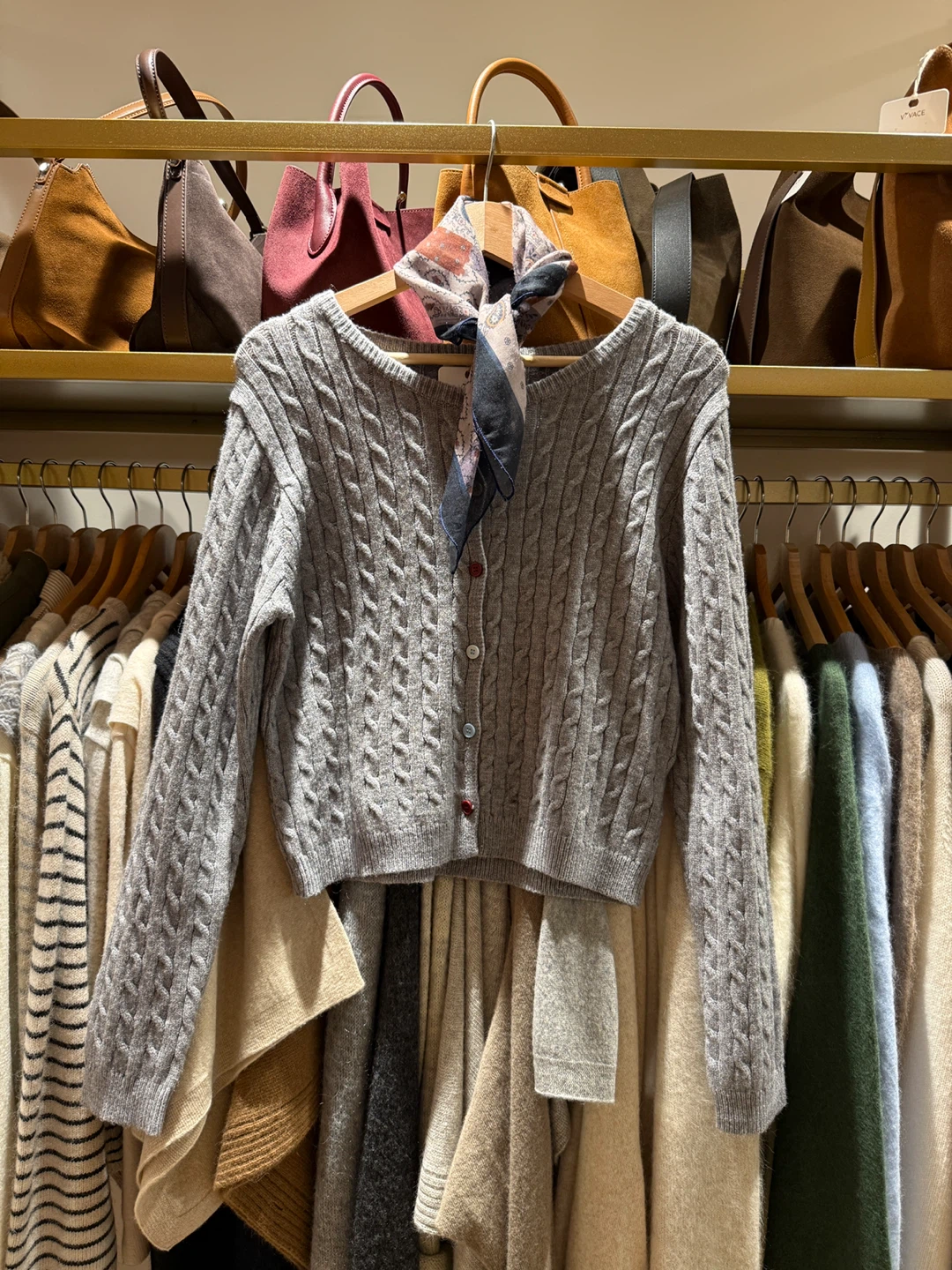 $50 Grey Knit Cardigan with Scarf