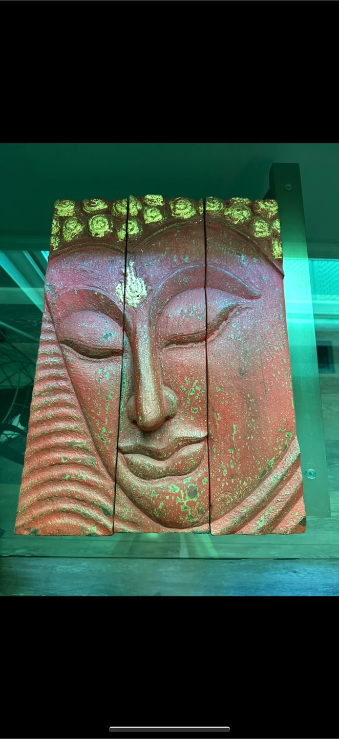 Hand-carved Buddha Face Wall Art