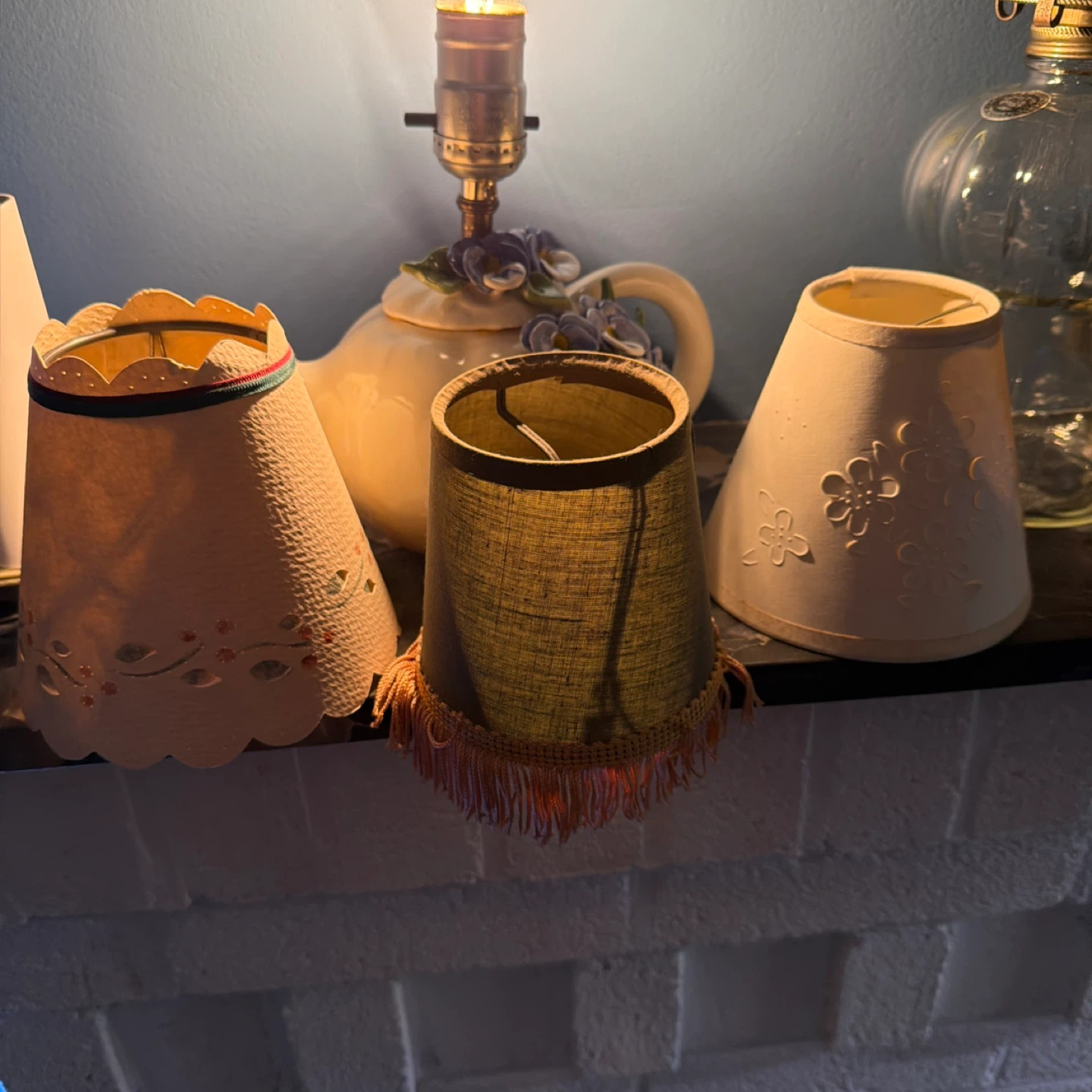 Vintage Ceramic Teapot Lamp with Floral Accents