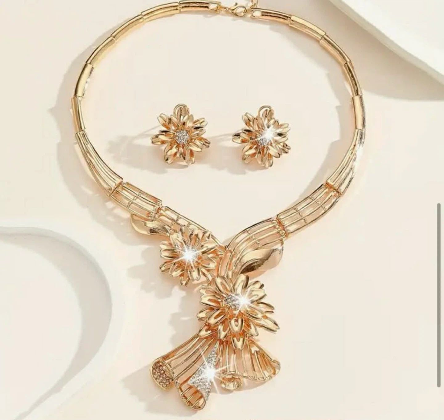 Gold-tone statement necklace and earring set