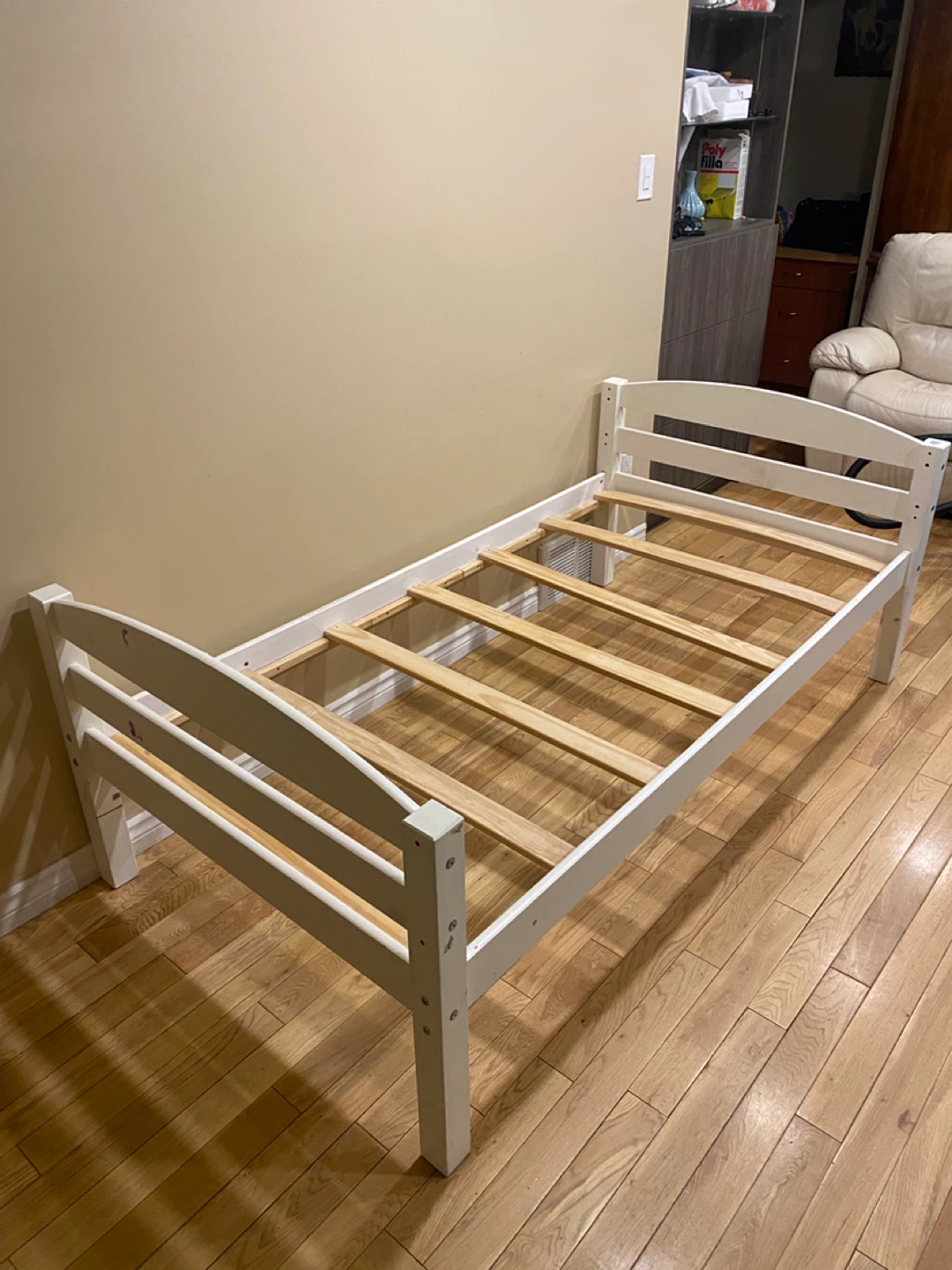 White Twin Size Solid Wood Bed Frame (CAN DELIVER) - photo 2