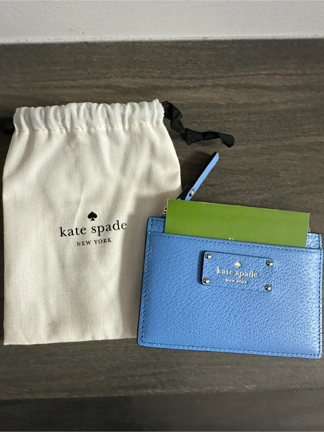 Kate Spade New York Card Holder with Dust Bag - Blue