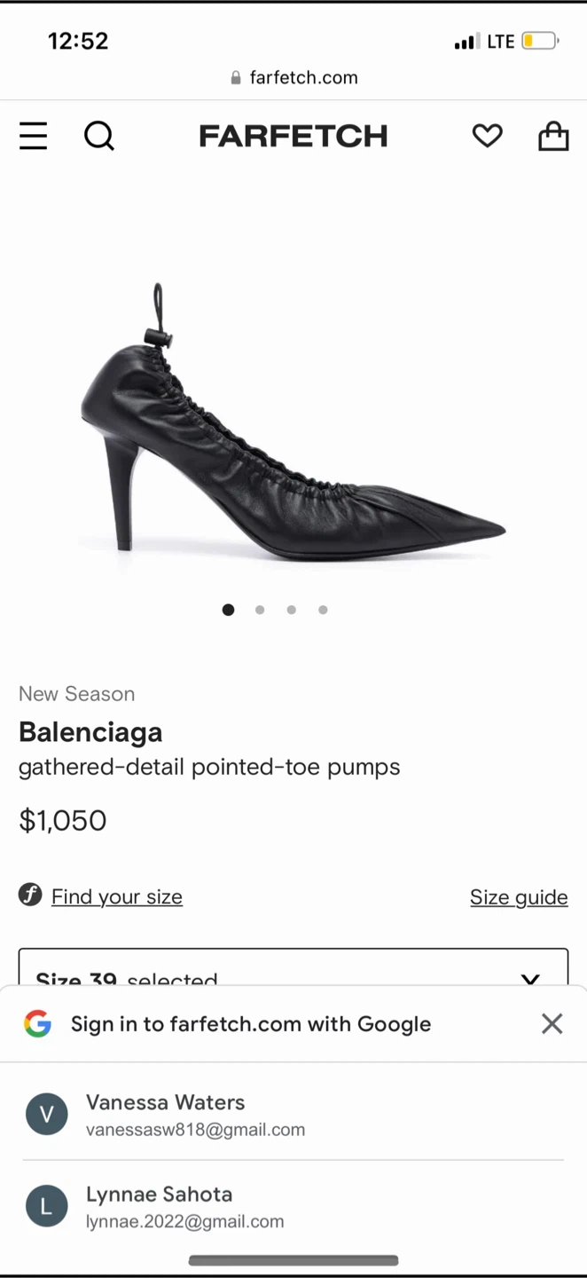 Balenciaga Gathered Detail Pointed Toe Pumps - Black Size 40