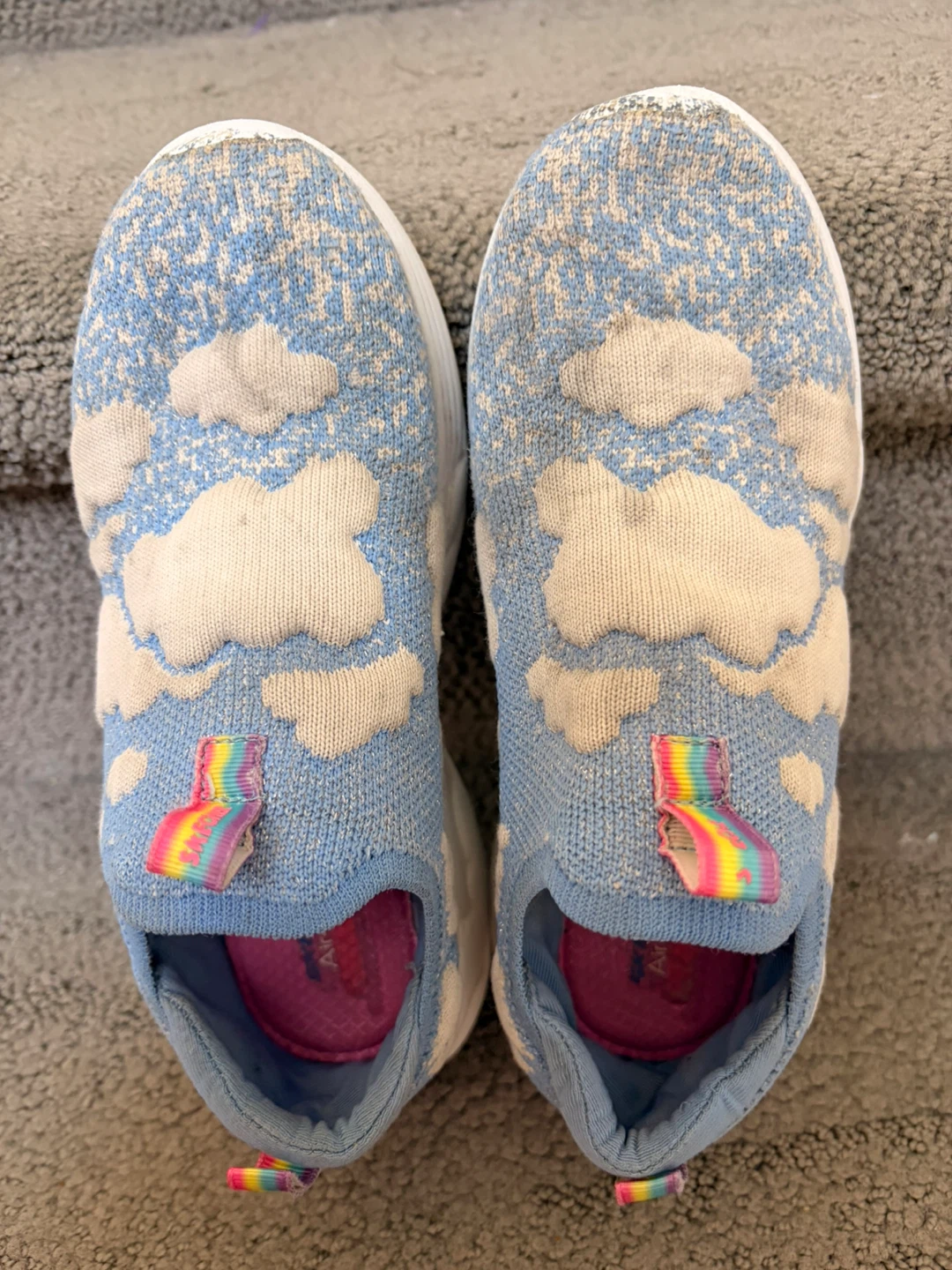 Skechers Kids Light Blue Cloud Print Slip-On Sneakers