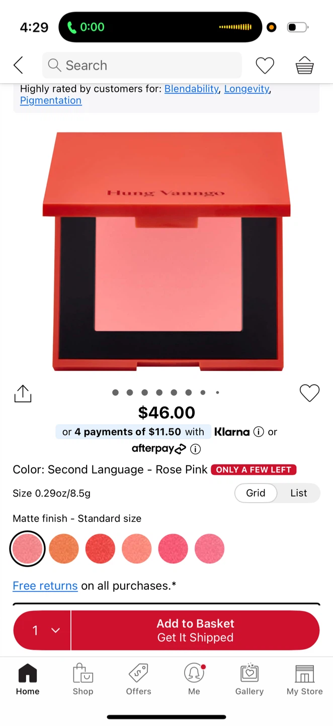Hung Vanngo "Second Language" Matte Blush - Rose Pink
