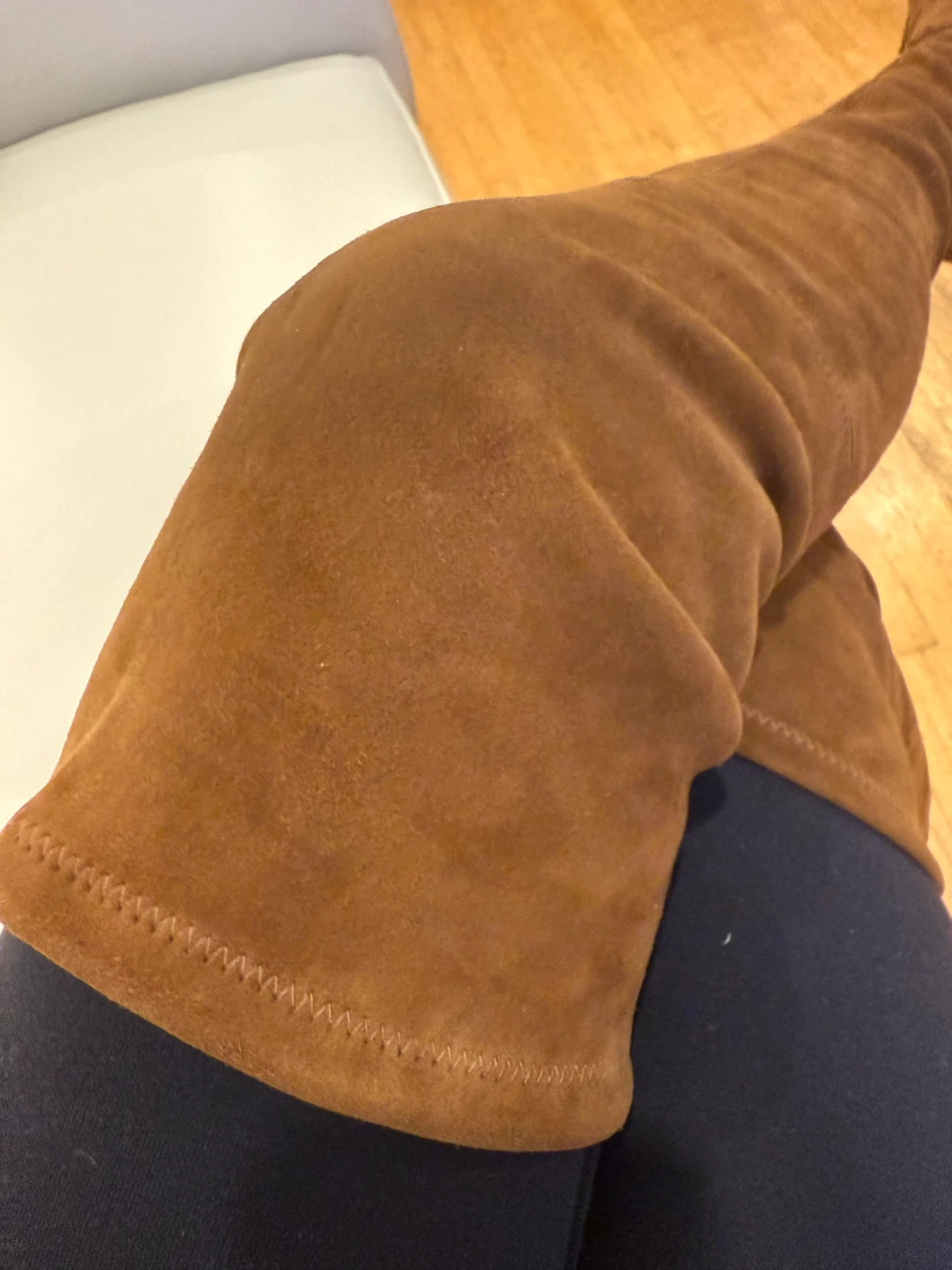 Brown Suede Over-the-Knee Boots with Lace-Up Detail - photo 5