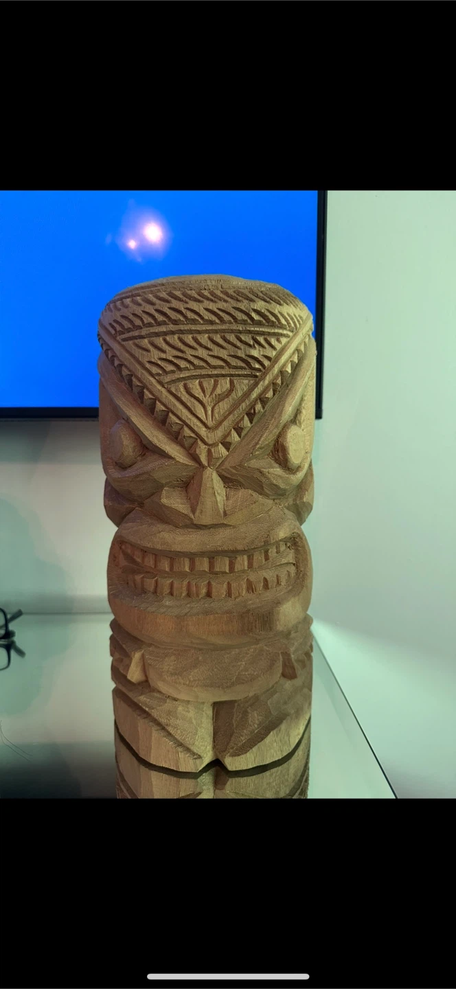 Hand-Carved Tiki Statue - Wood