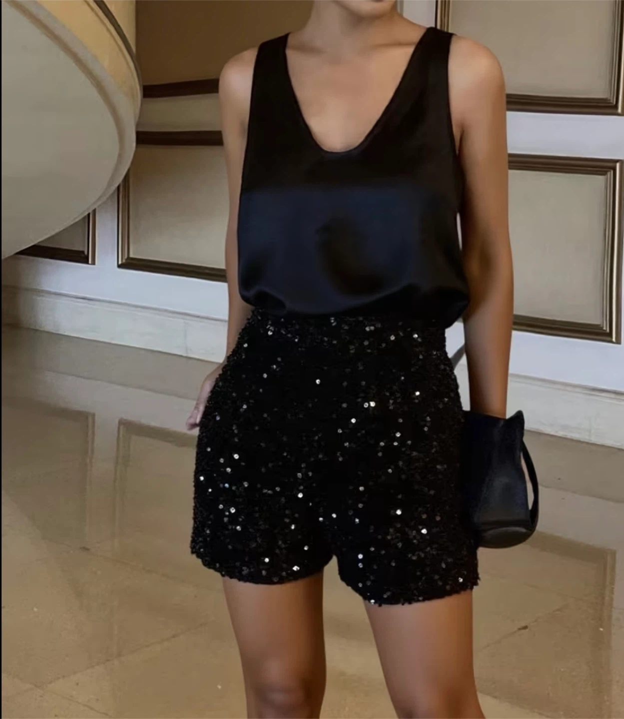 New Black Sequin High-Waisted Shorts - photo 2