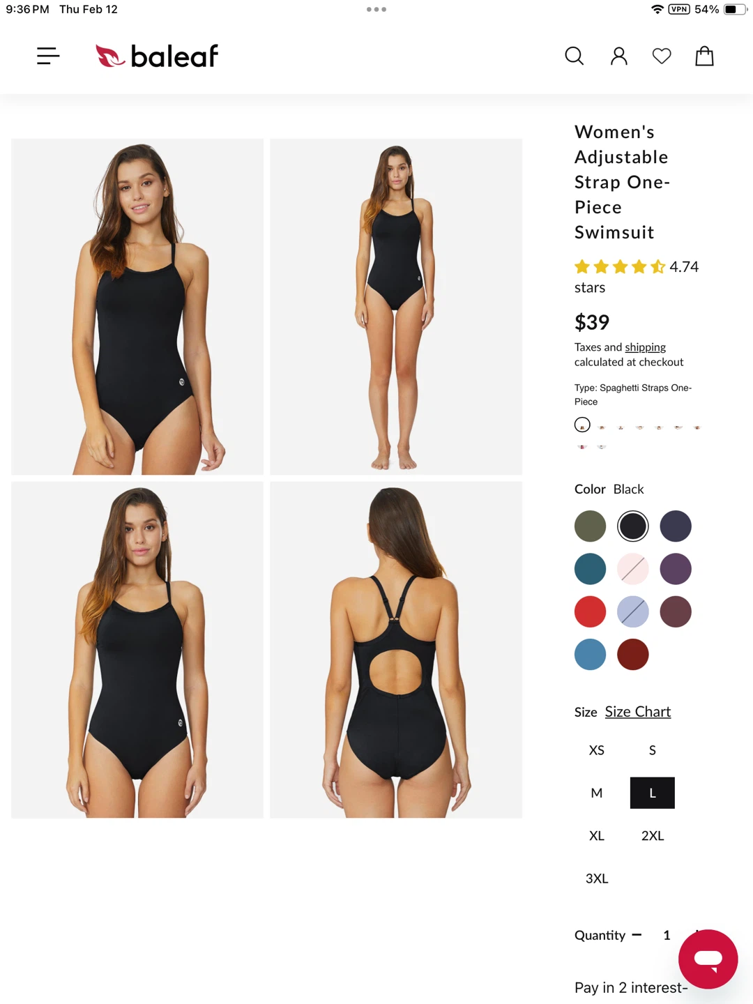 Baleaf nwt Black Swimsuit - Size large - photo 3